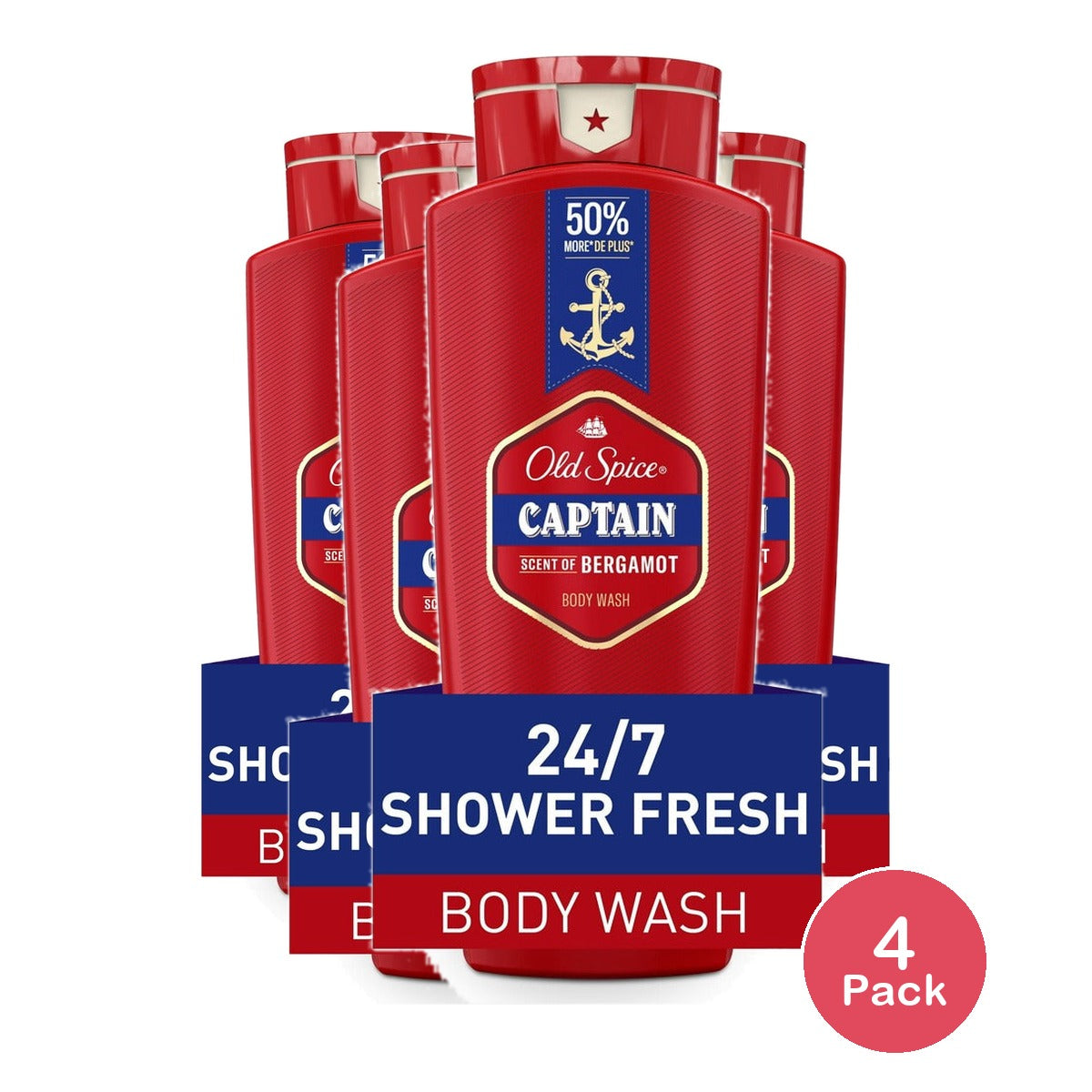 Old Spice Red Collection Body Wash Captain 24 Fl Oz (Pack of 4)