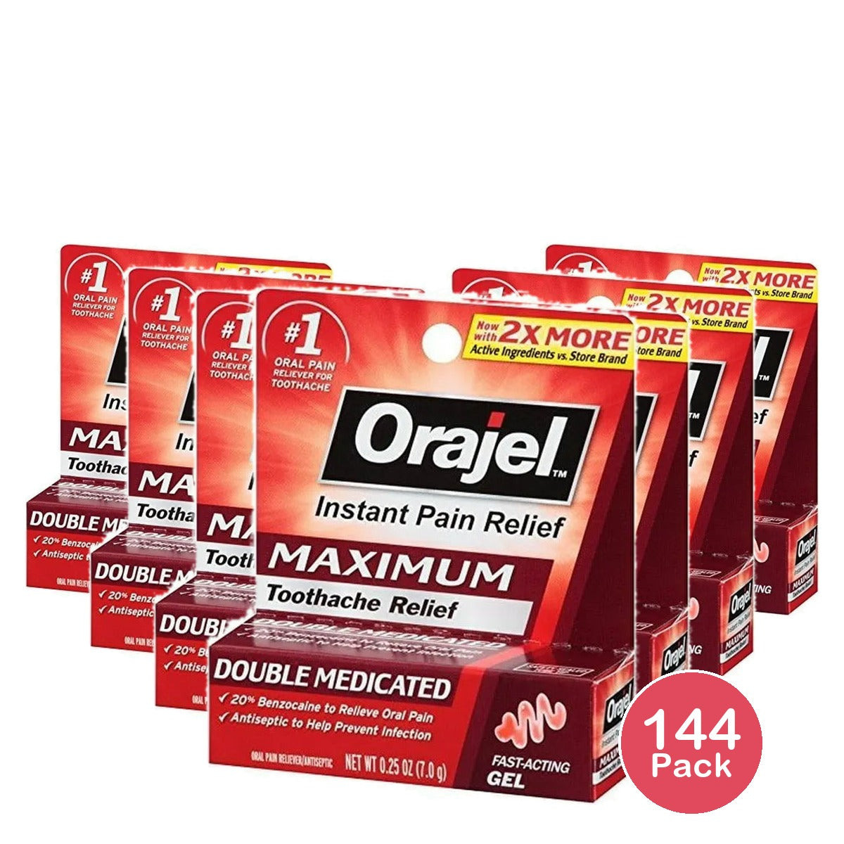 Orajel Maximum Strength Oral Pain Reliever 0.42Oz (Pack of 144)