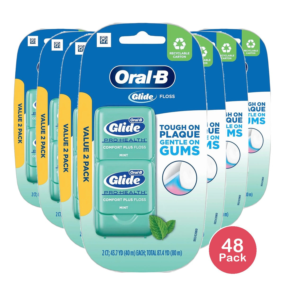 Oral B Glide Pro-Health Comfort Plus Floss Mint Flavor1 Ea 0.35Oz(Pack of 48)