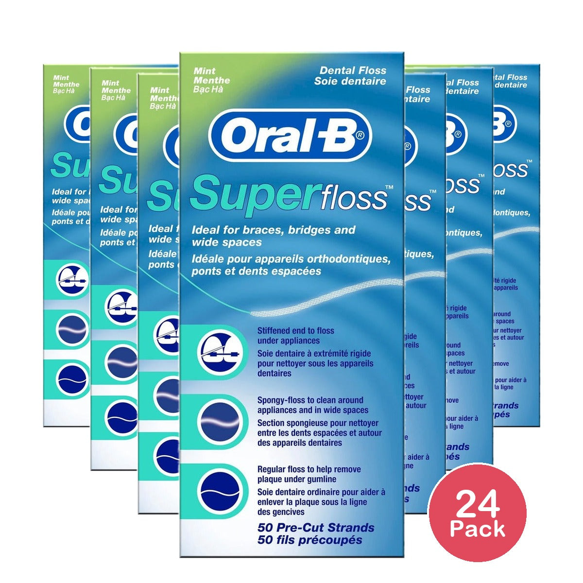 Oral-B Super Floss Mint 50 Count (Pack of 24)
