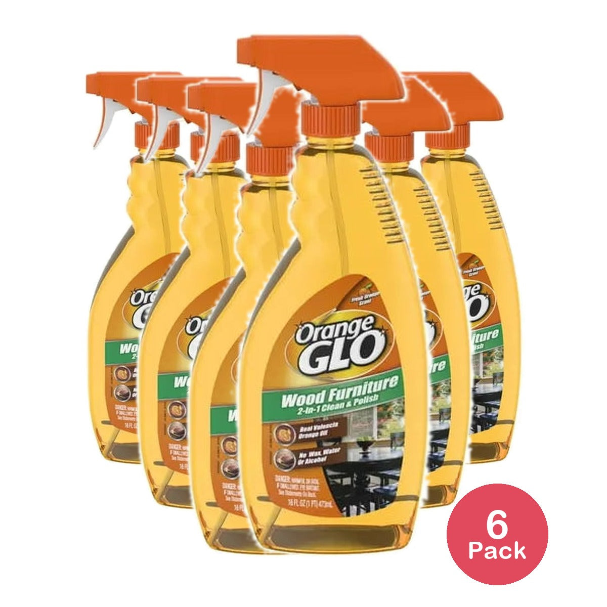 Orange Glo Wood Furniture 2 In 1 Cleaner And Polish 16Oz (Pack of 6)