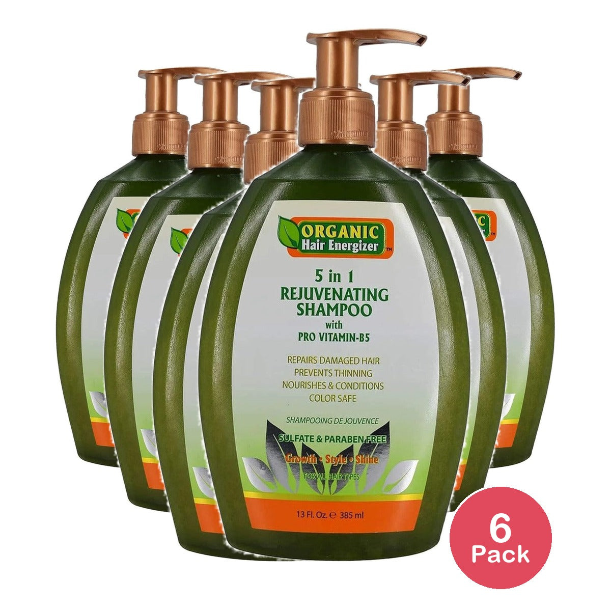Organic Hair Energizer 5 In 1 Shampoo 13 Oz (Pack of 6)