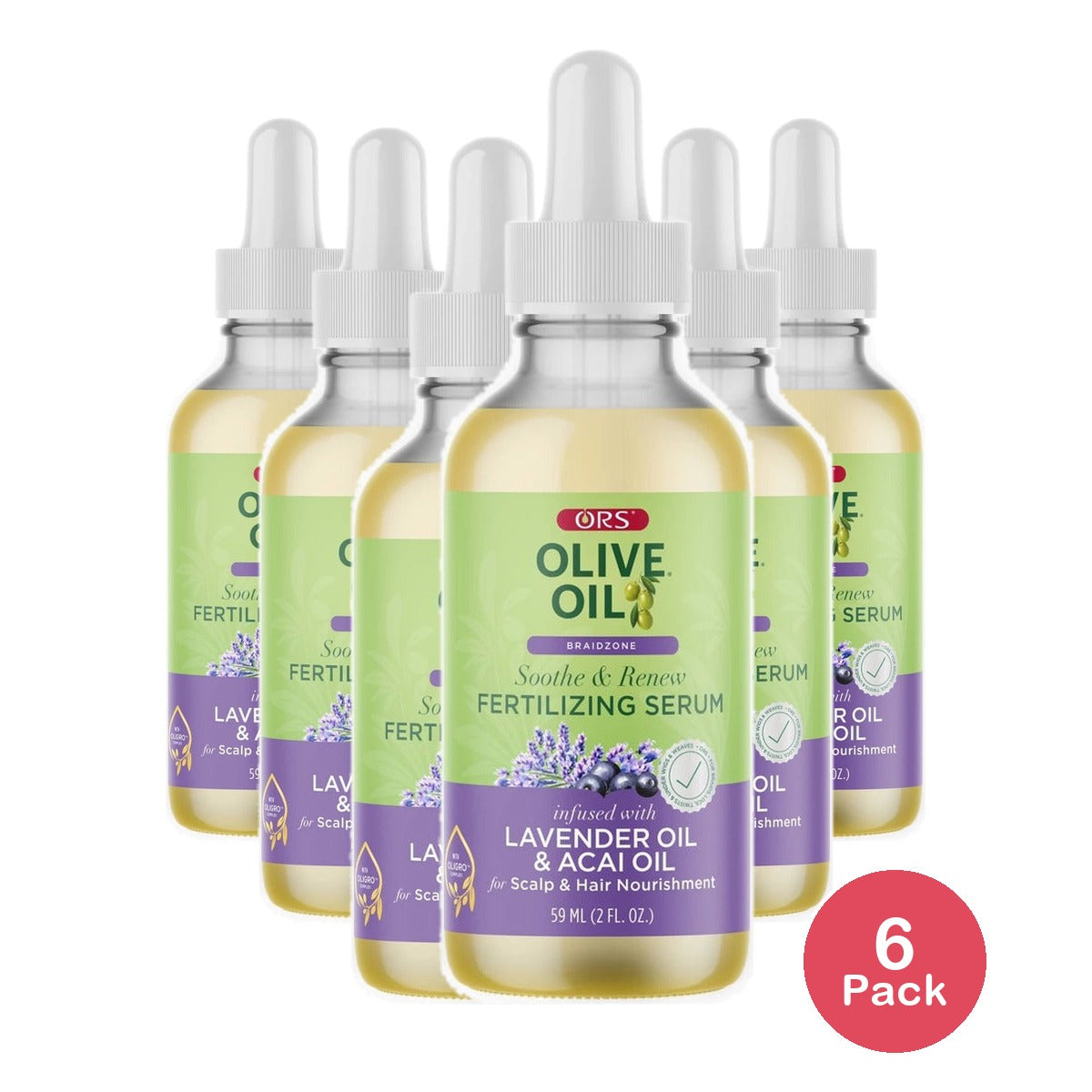 ORS Olive Oil Braidzone Soothe & Renew Serum 2 Fl Oz (Pack of 6)
