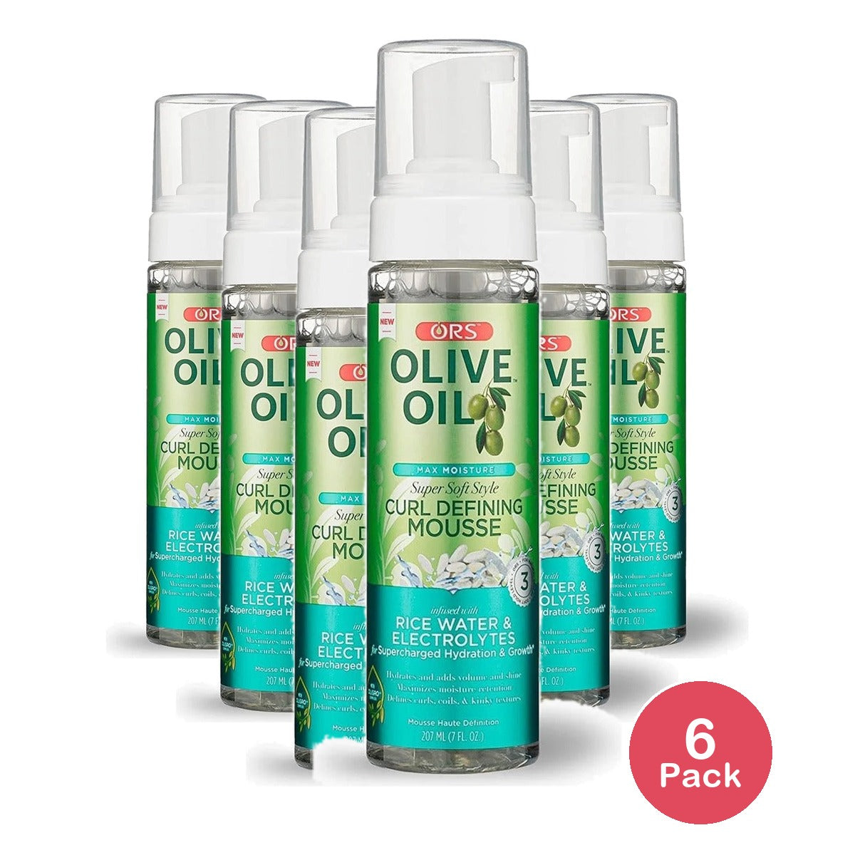 ORS Olive Oil Max Moisture Curl Defining Mousse 7 Oz (Pack of 6)