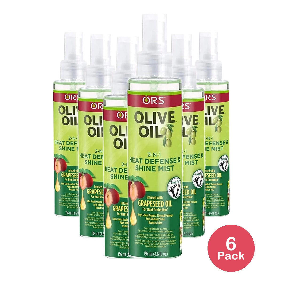 ORS Olive Oil Thermalast 2-in-1 Heat Defense Mist 4.6 Oz (Pack of 6)