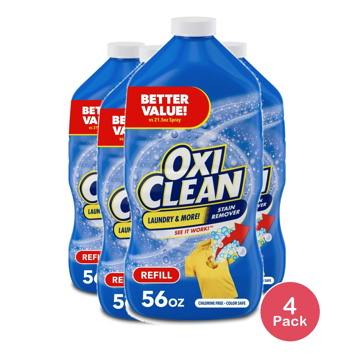 Oxiclean Laundry Stain Remover Spray Refill, 56 FL OZ (Pack of 4)