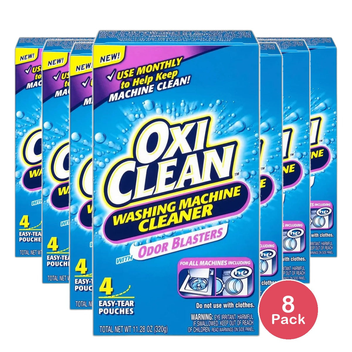 OxiClean Washing Machine Cleaner with Odor Blasters 11.28Oz (Pack of 8)