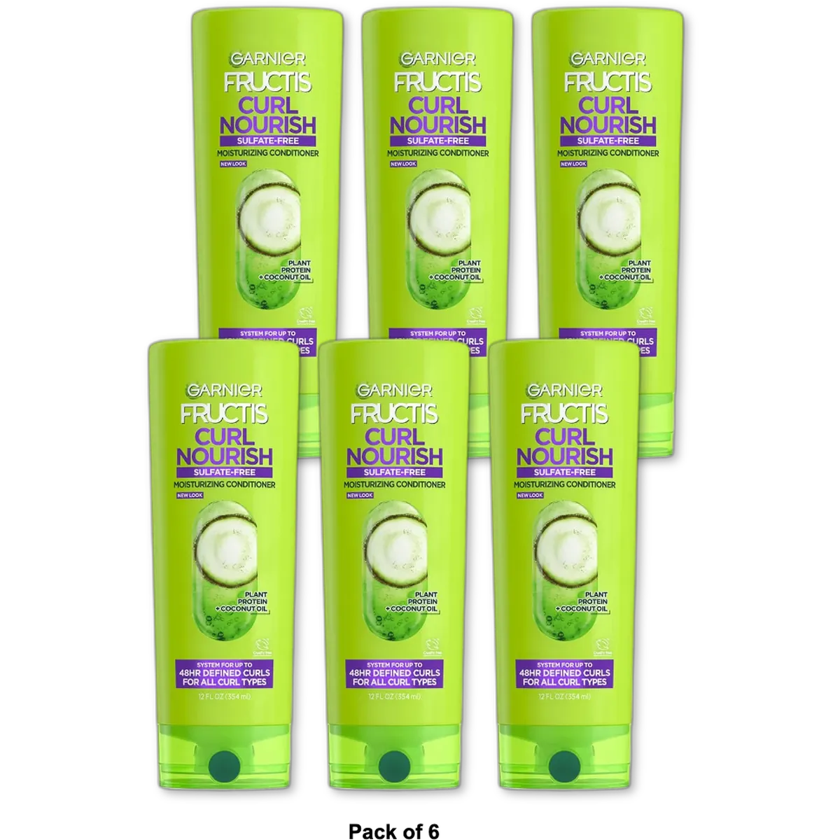 Garnier Fructis Triple Nutrition Curl Hair Nourish Conditioner 12Oz (Pack of 6)