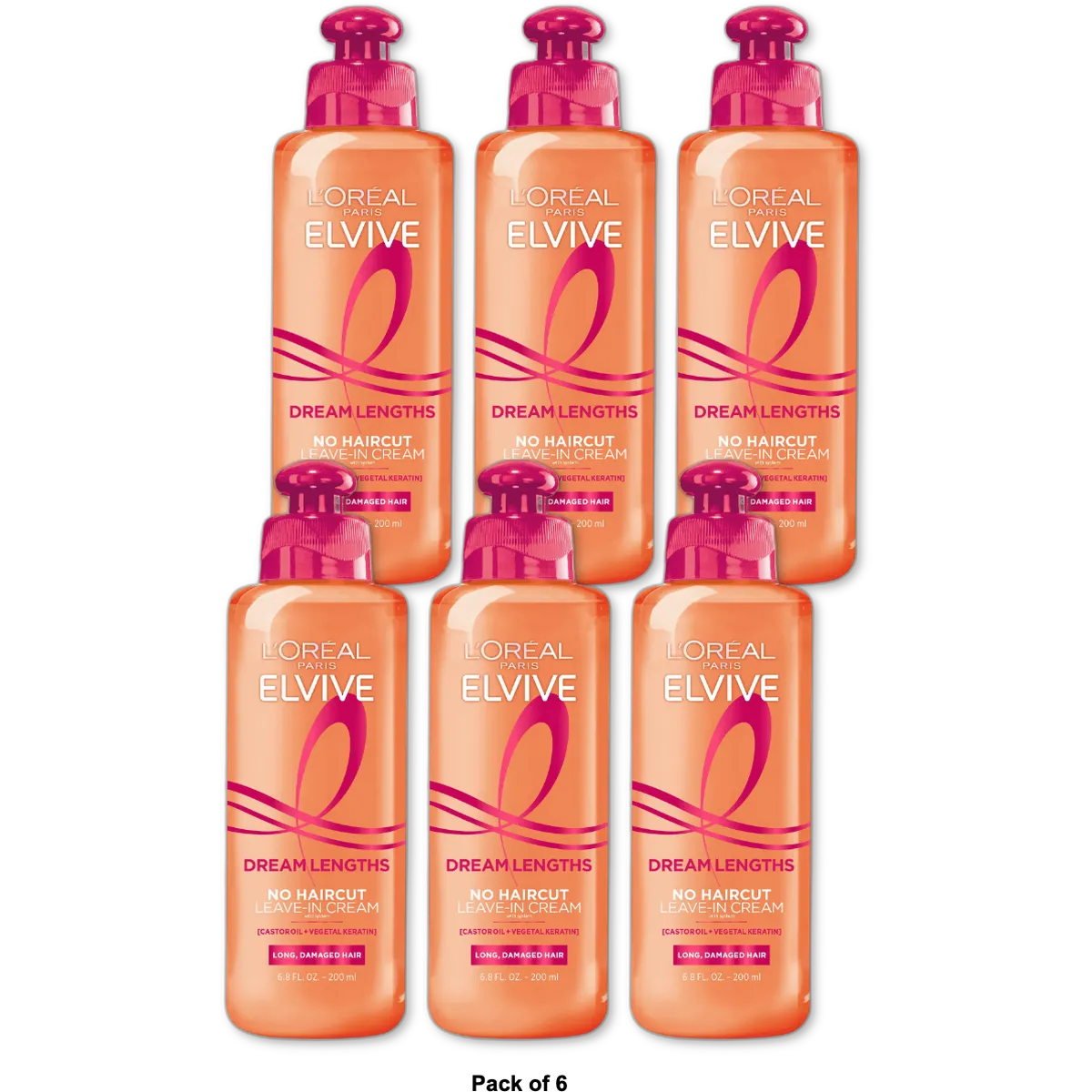 Loreal Paris Elvive Dream Lengths No Cut Cream 6.8Oz (Pack of 6)