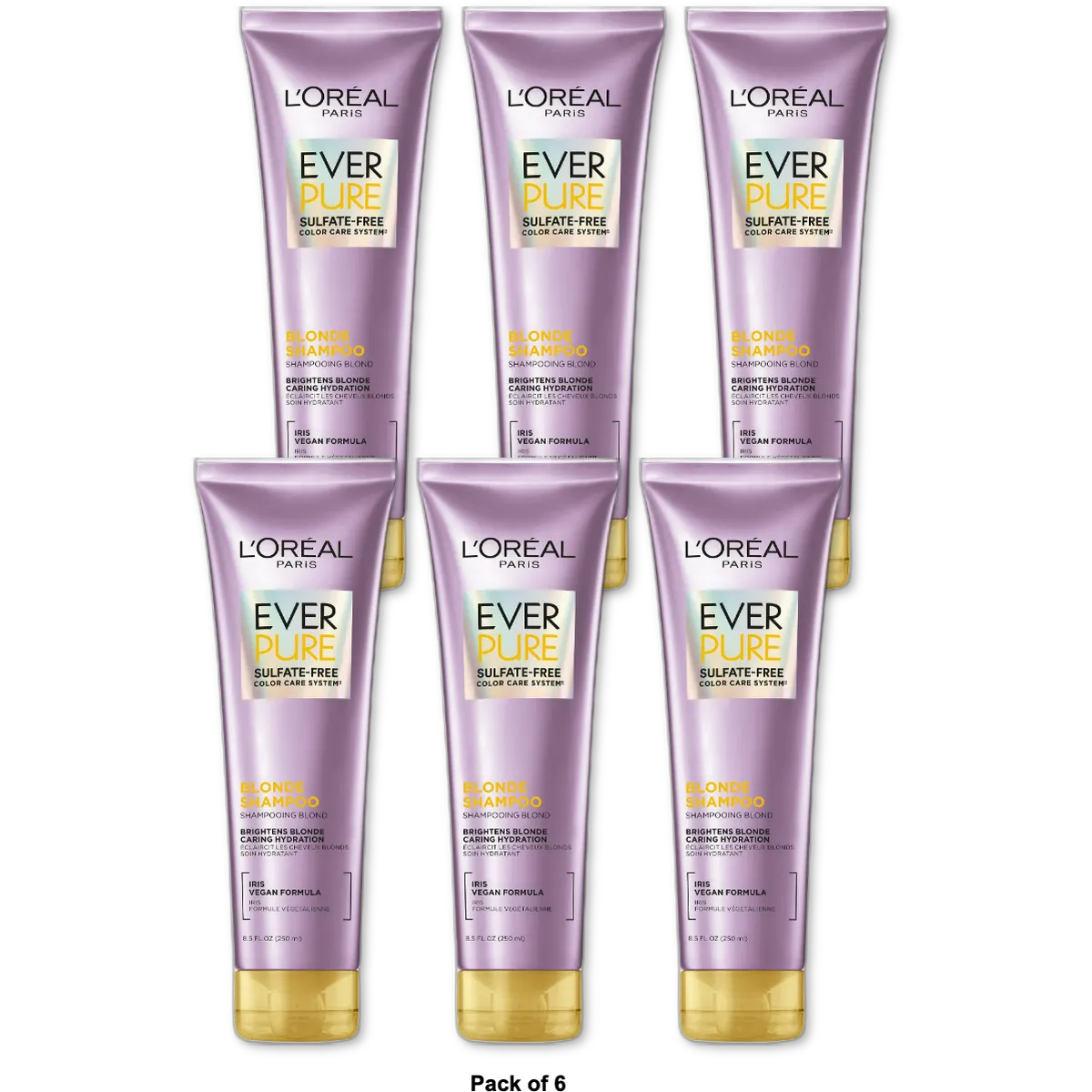 Loreal Paris Ever Pure Sulfate Free Blonde Shampoo 8.5Oz (Pack of 6)