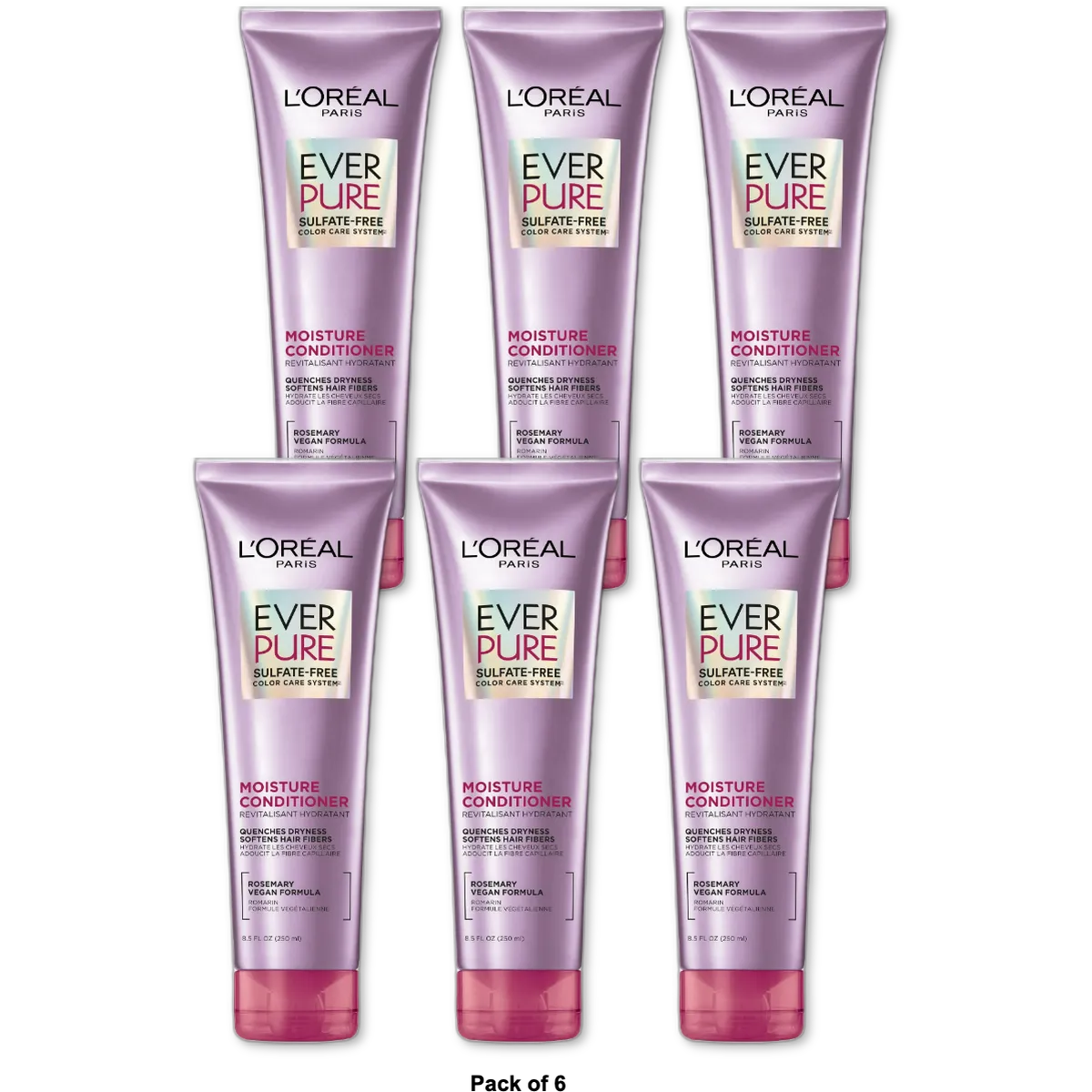 LOreal Paris EverPure Sulfate Free Moisture Conditioner Rosemary 8.5Oz (Pack of 6)