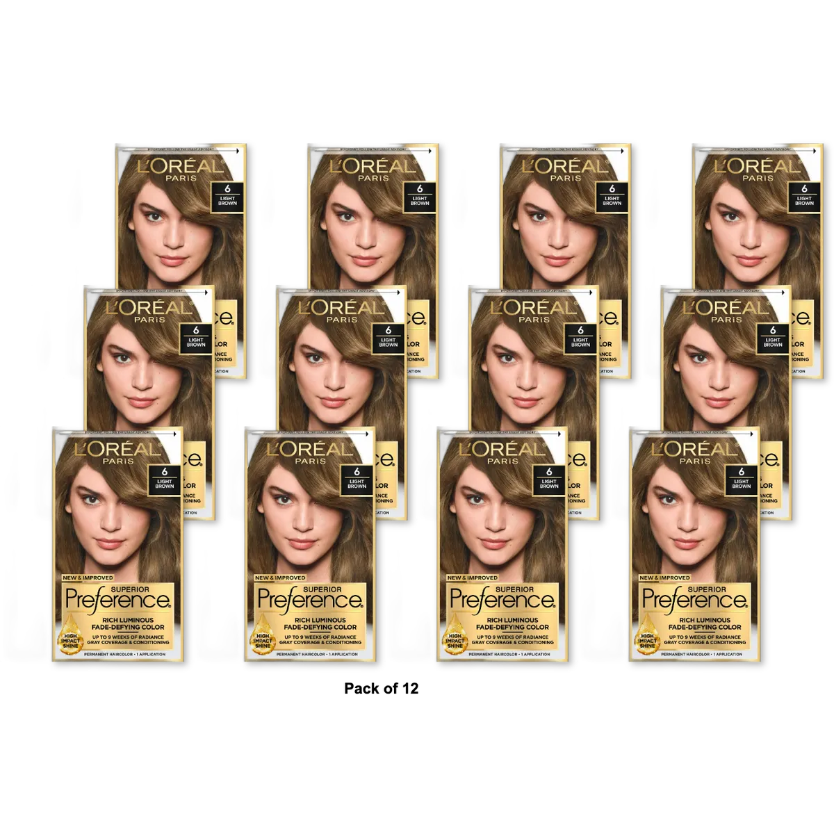 Loreal Superior Preference Hair Color 6 Light Brown1 Ea 8Oz (Pack Of 12)
