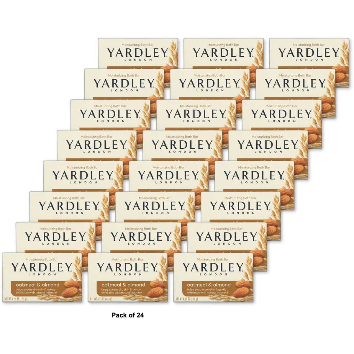 Yardley London Natural Oatmeal And Almond Moisturizing Bar Soap 4.25Oz (Pack of 24)