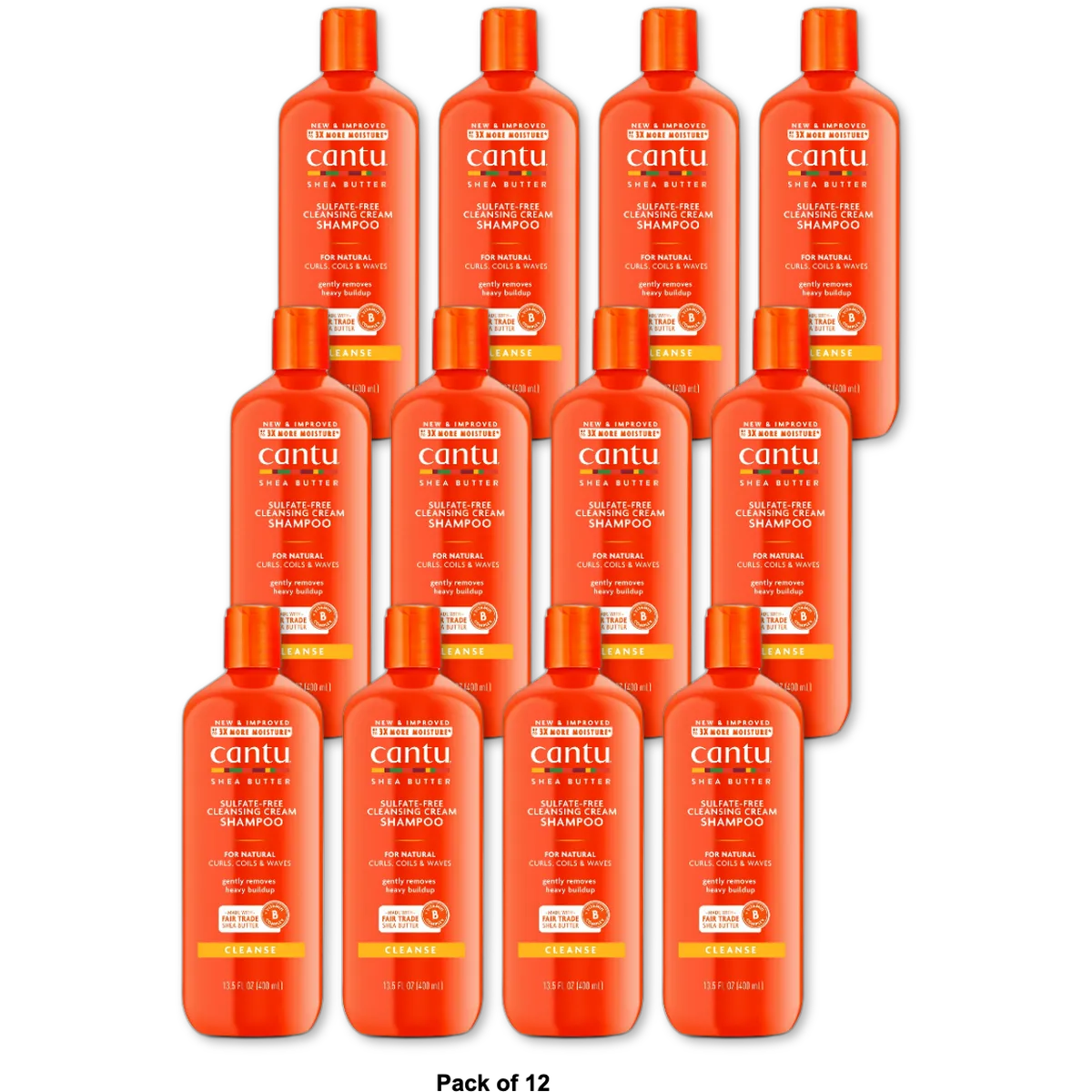 Cantu Shea Butter For Natural Hair Cleansing Cream Shampoo 13.5Oz (Pack of 12)