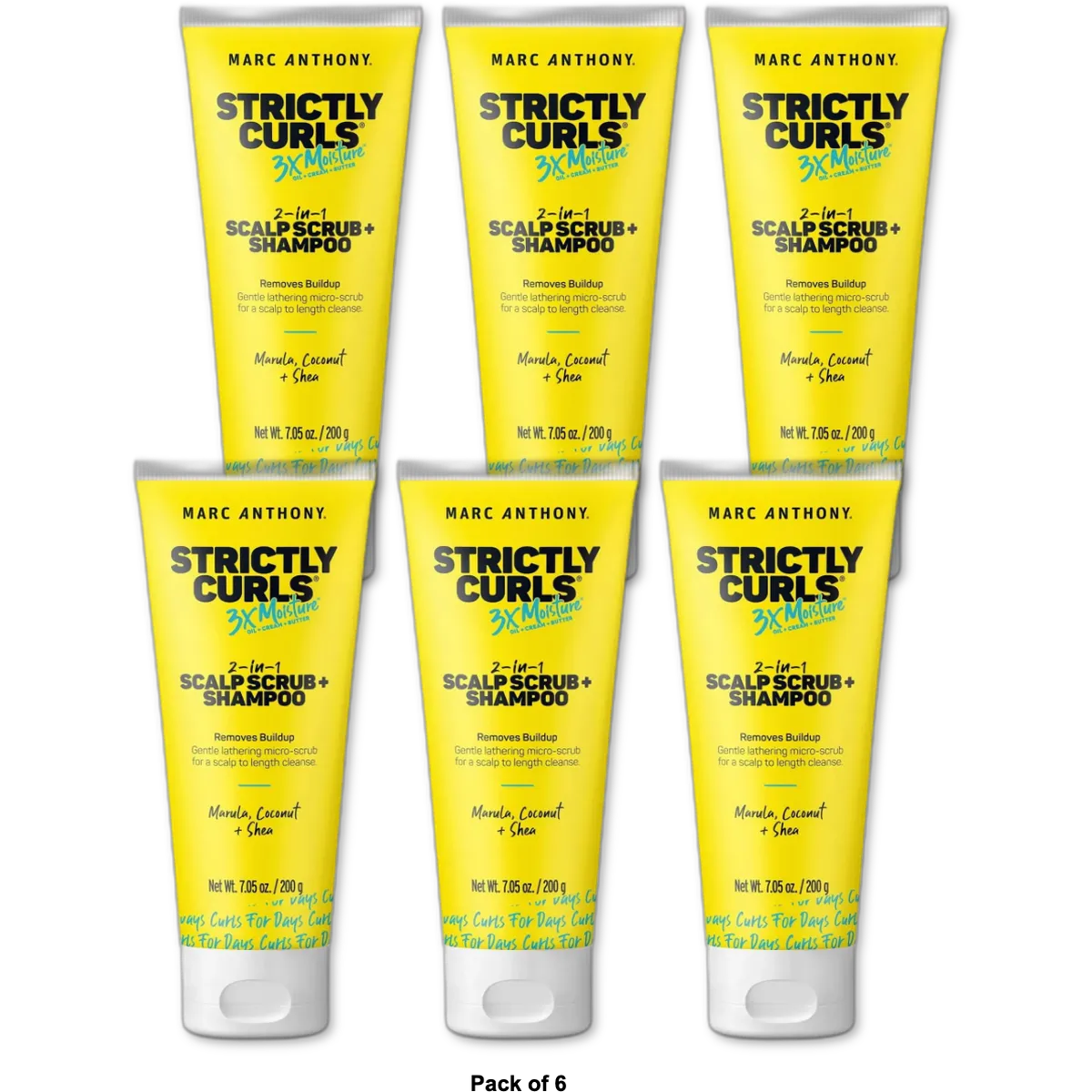 Marc Anthony Strictly Curls Coconut Oil and Marula Oil Scalp Scrub and Shampoo 7.05Oz (Pack of 6)