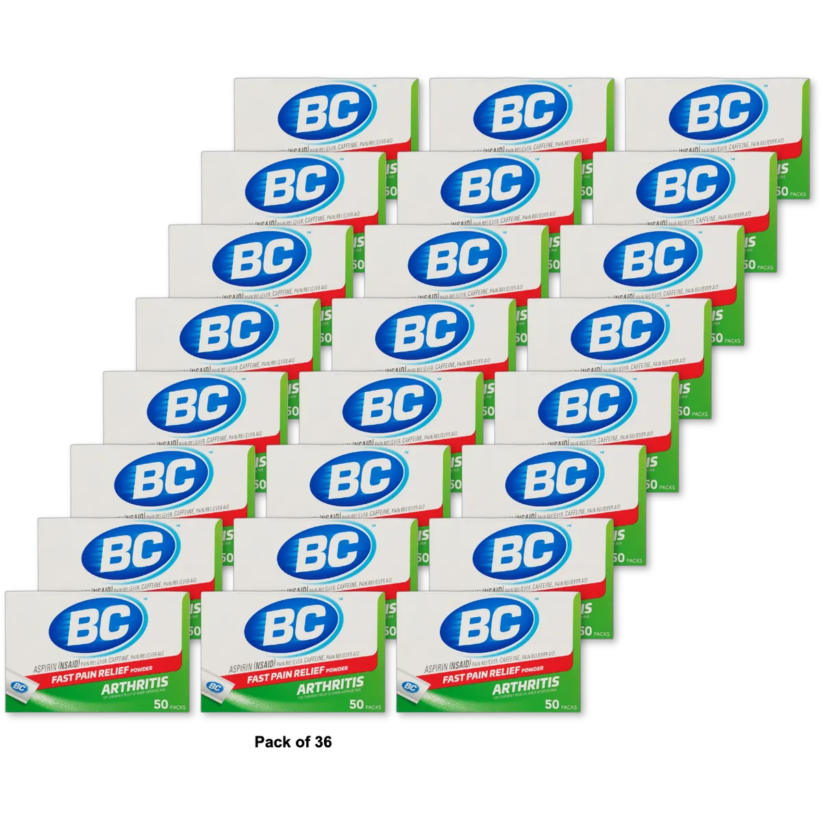 Bc Arthritis Fast Pain Relief On the Go Powder Stick 50Ea 3.2oz (Pack of 36)