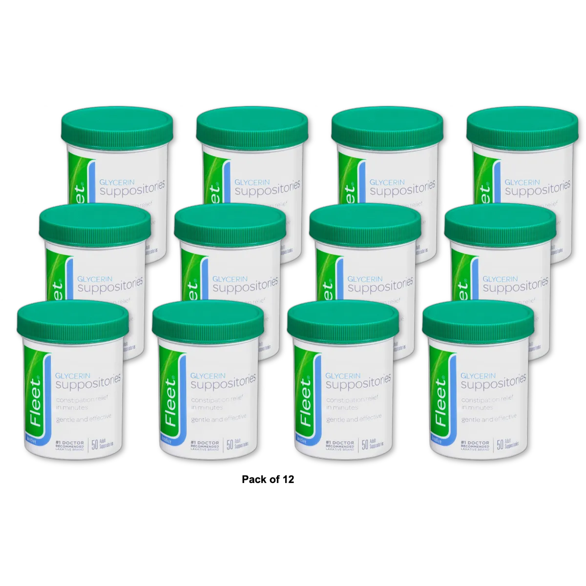 Fleet Glycerin Suppositories Adult Laxative Jar 3.36oz (Pack of 12)