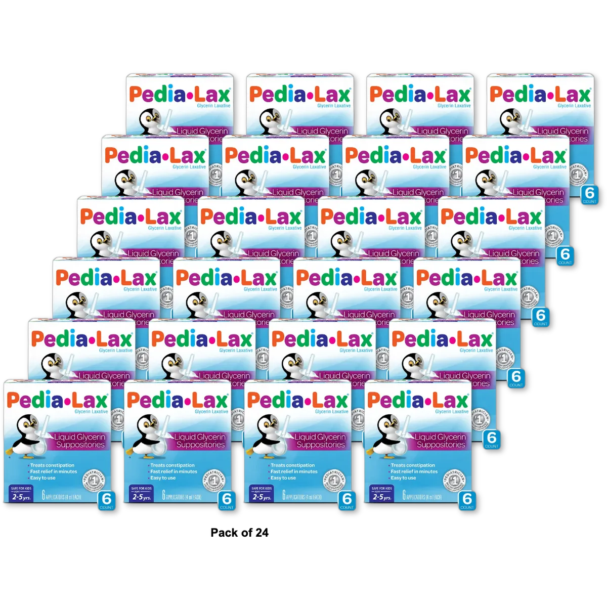 Fleet Pedia-Lax 4 Ml Liquid Glycerin Suppositories For Ages 25 Years6 Ea0.15Oz (Pack Of 24)