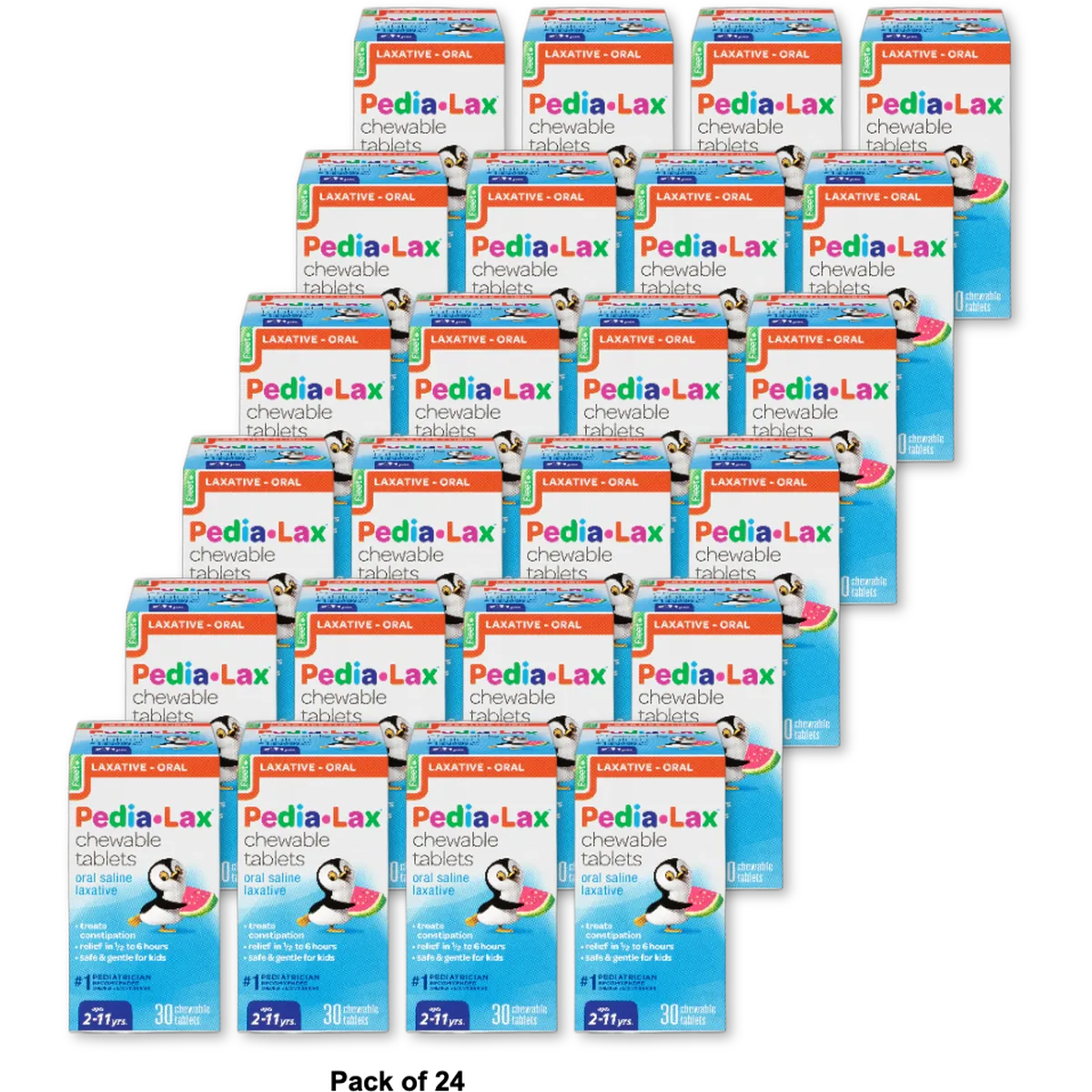 Fleet Pedia-Lax Saline Laxative Chewable Tablets Watermelon 2.08oz (Pack of 24)