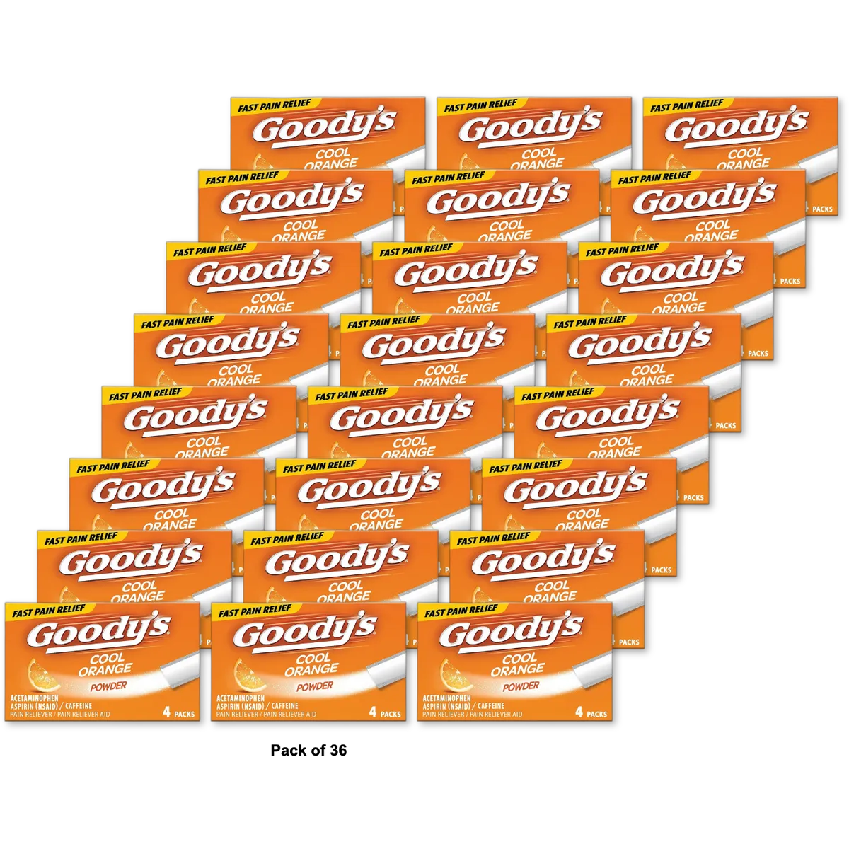 Goodys Extra Strength Headache Powder Cool Orange Flavor Dissolve Packs 4oz (Pack of 36)