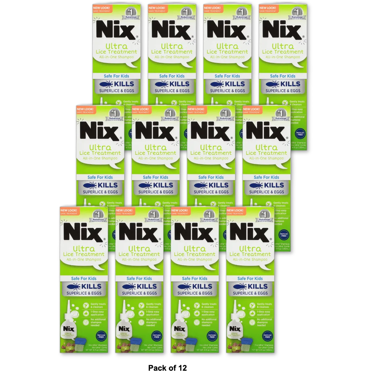 Nix Ultra All In One Lice Treatment Shampoo 4Oz (Pack of 12)