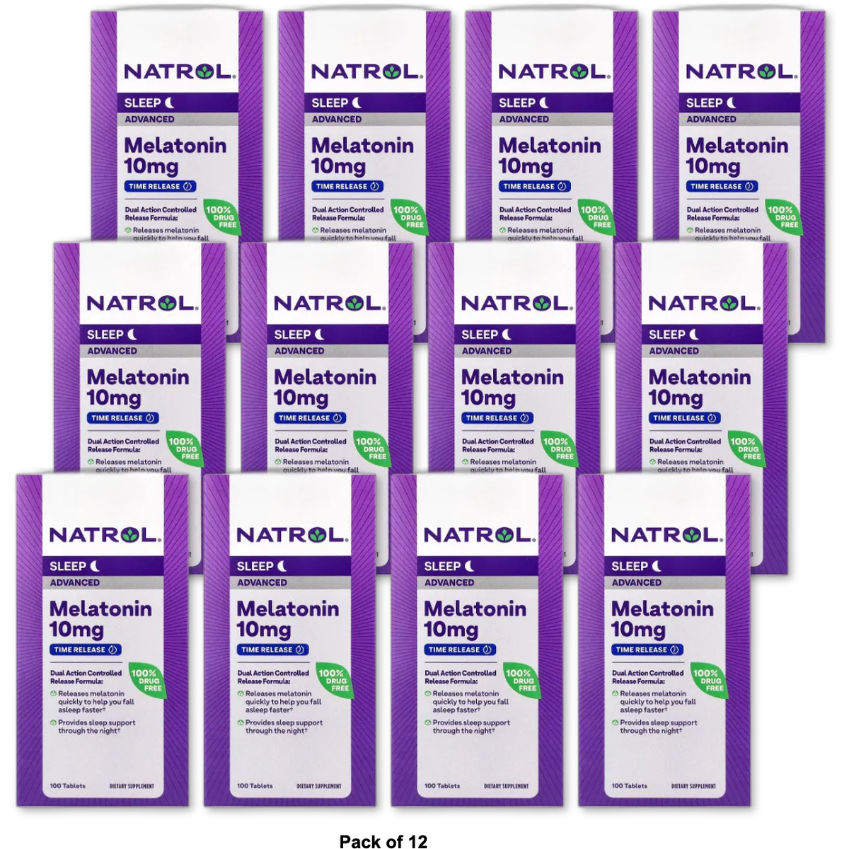 Natrol Melatonin Advanced Sleep 10 Mg Time Release Supplement Tablets 2.08oz (Pack of 12)