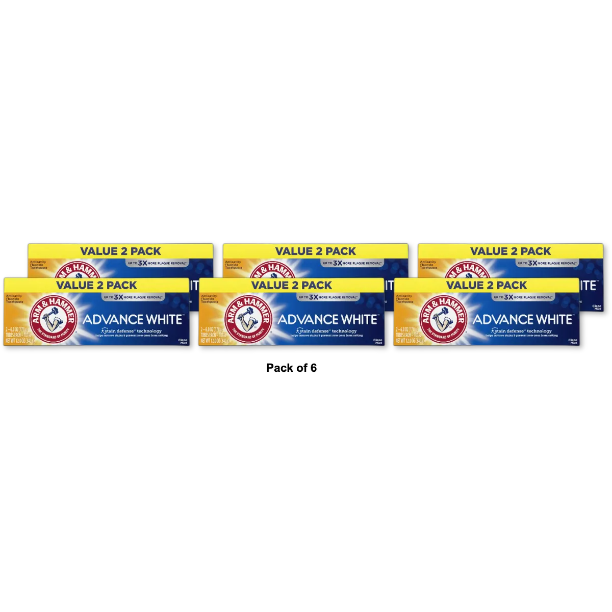 Arm & Hammer Extreme Whitening With Stain Defense Toothpaste 6Oz (Pack of 6)