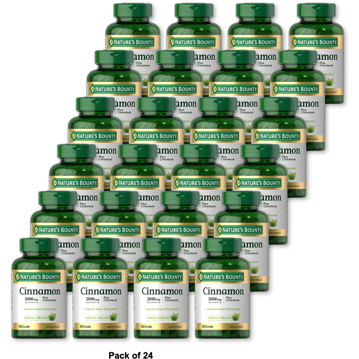 Natures Bounty Cinnamon 2000 Plus Chromium High Potency Dietary Supplement Capsules60 Ea 4Oz (Pack of 24)