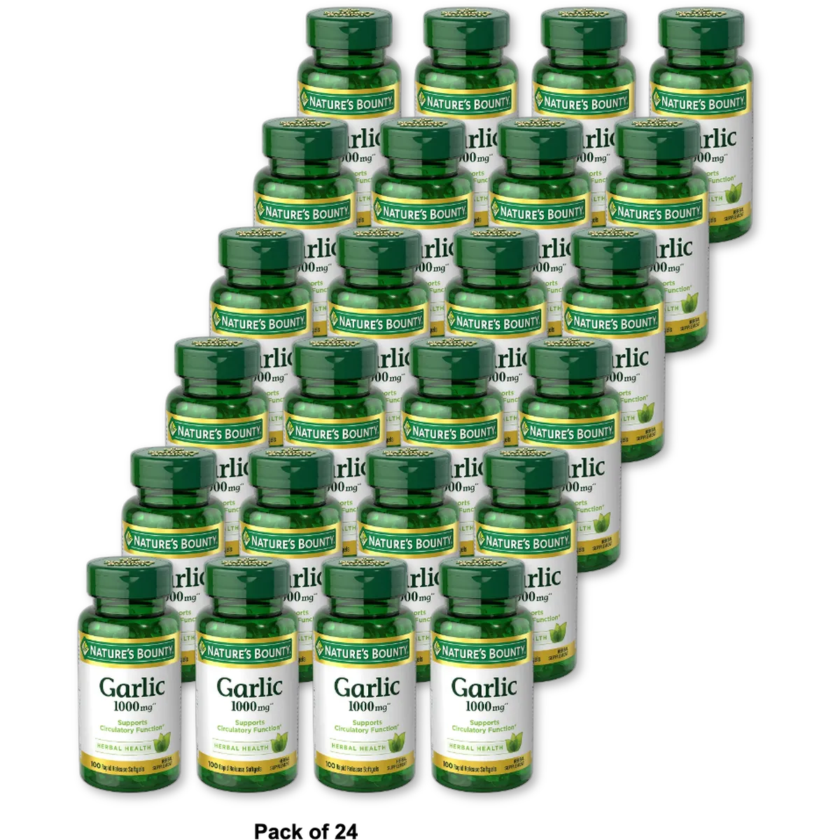 Natures Bounty Garlic Extract 1000Mg Softgels For Circulatory Function 1.77Oz (Pack of 24)