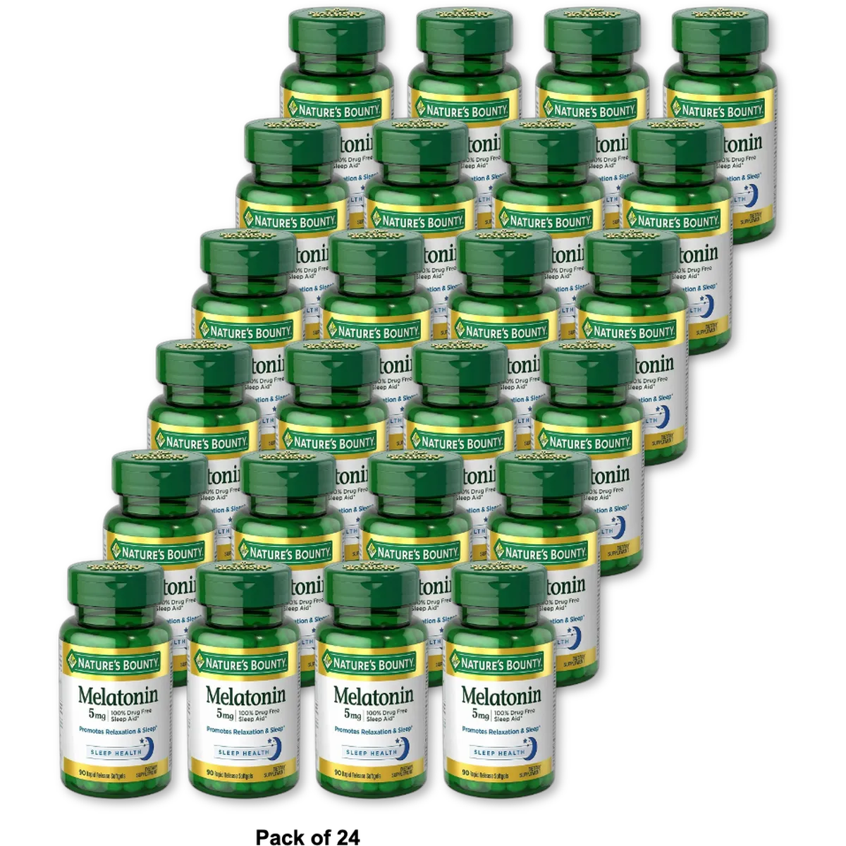 Natures Bounty Melatonin 5 Mg Nighttime Sleep Aid Softgels 1.13Oz (Pack of 24)