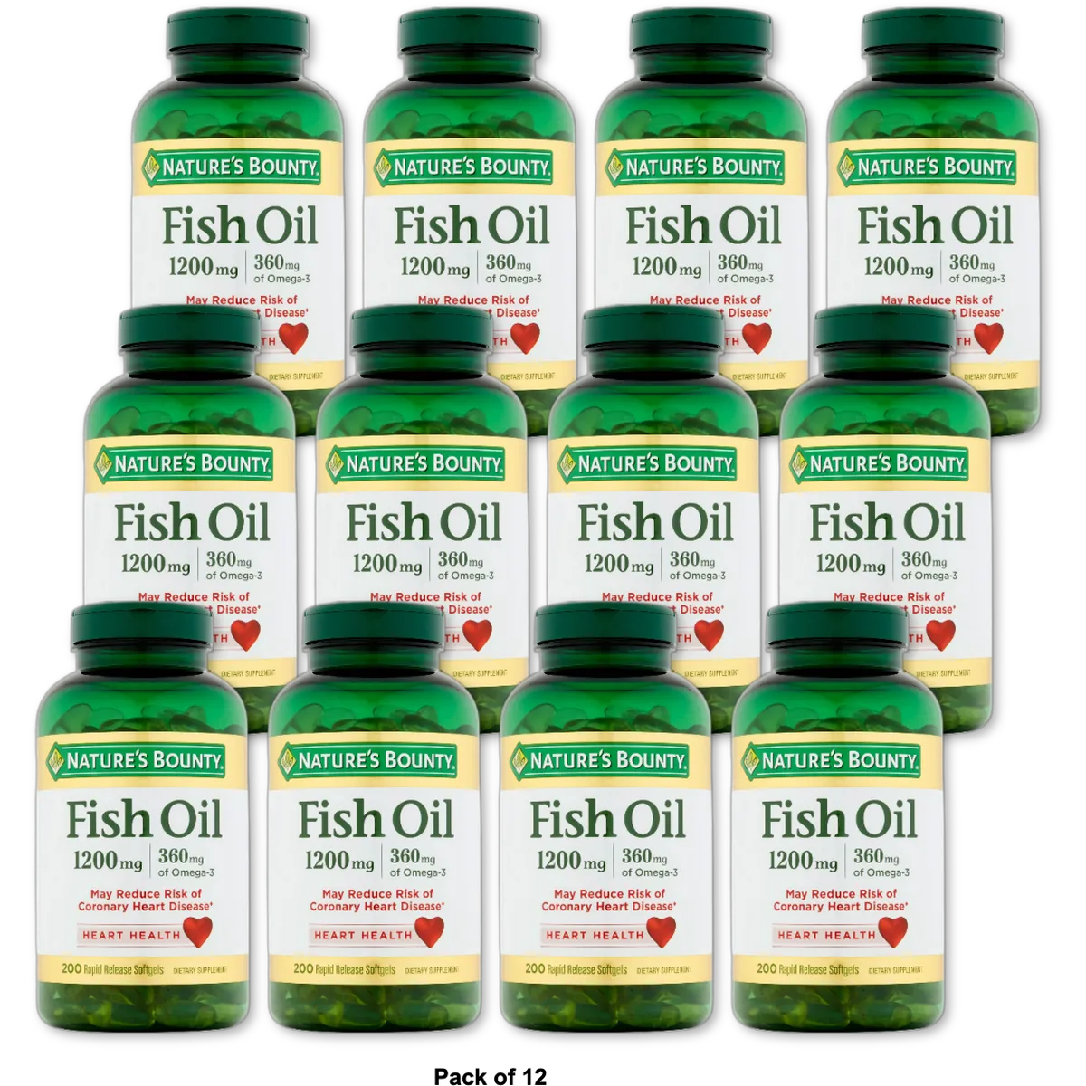 Natures Bounty Natural Fish Oil 1200 Mg Dietary Supplement Softgels180 Ea 12.96Oz (Pack of 12)