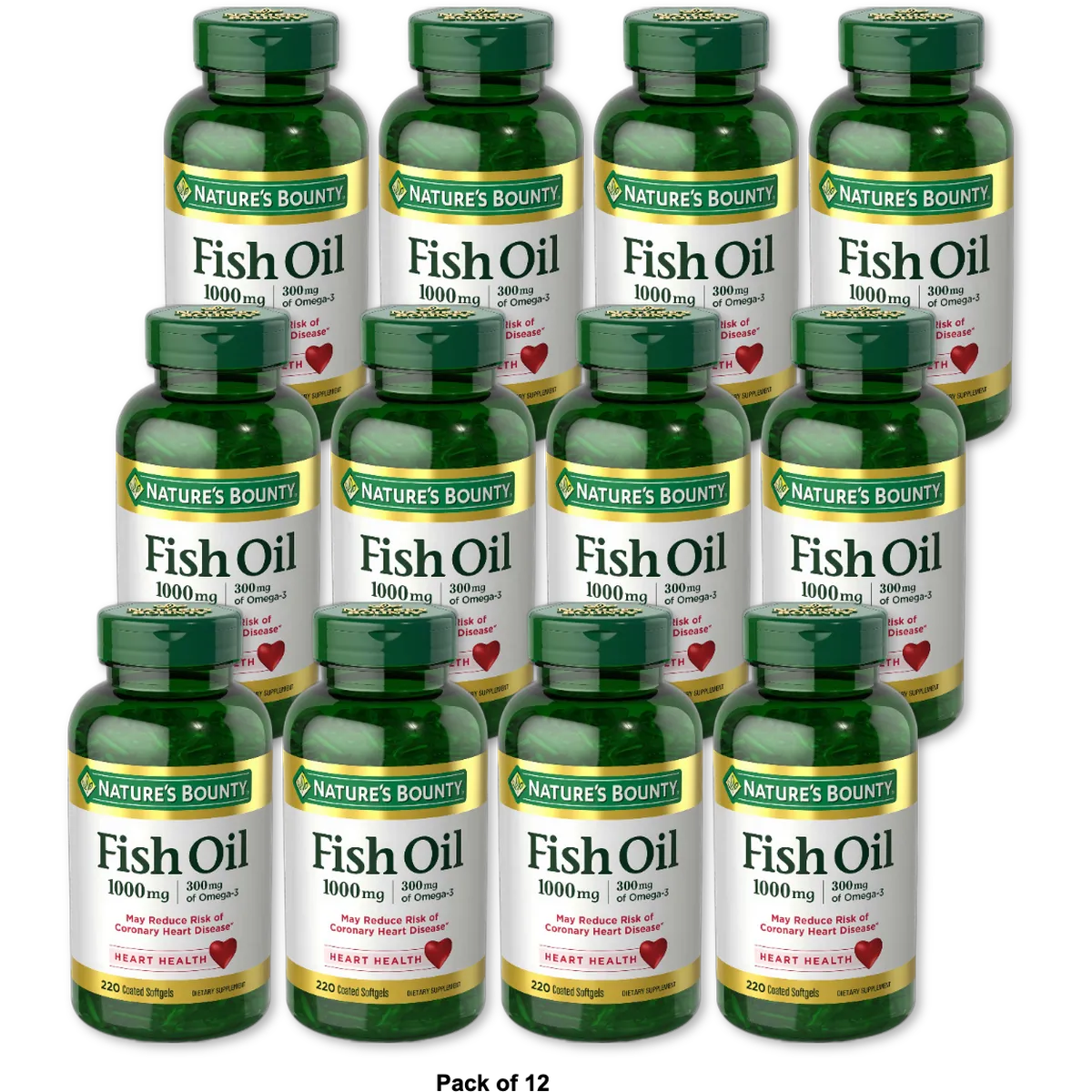 Natures Bounty Odorless Fish Oil 1000 Mg With Omega 3 And 6 Dietary Supplement Softgels200 Ea 12.6Oz (Pack of 12)