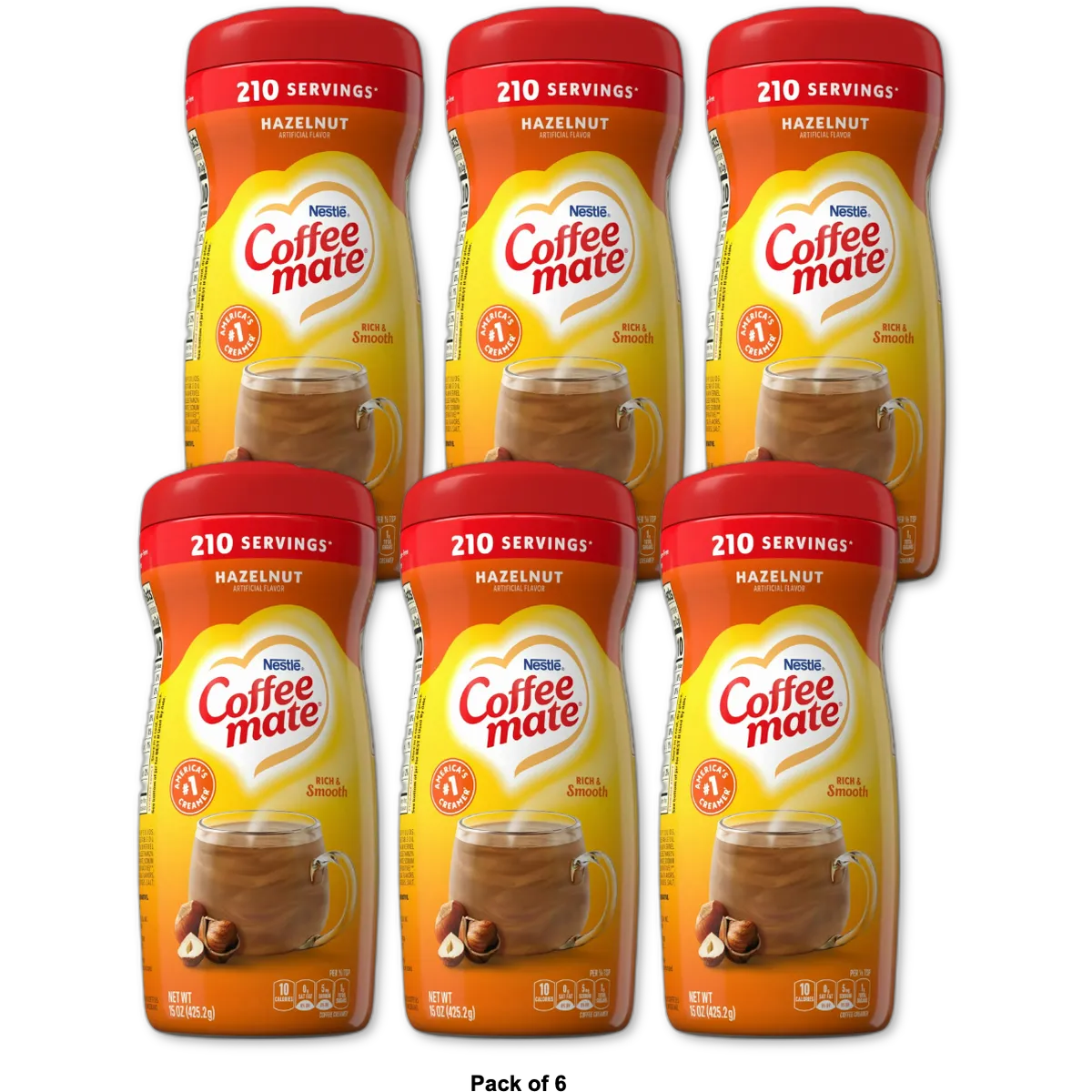 Nestle Coffee mate Hazelnut Powder Coffee Creamer 15Oz (Pack of 6)