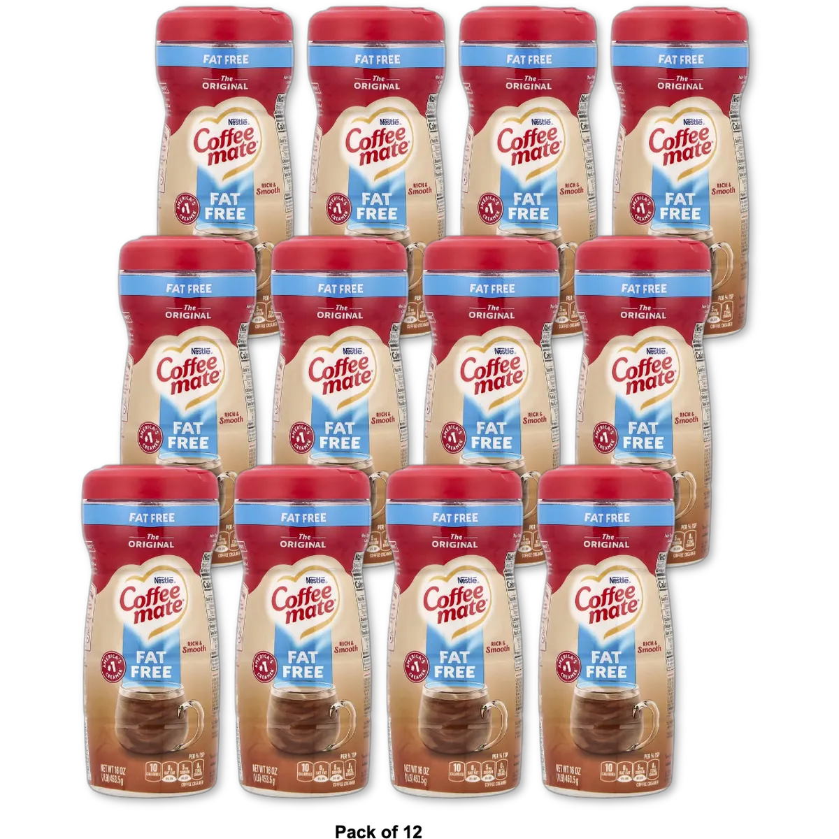 Nestle Coffee-Mate Fat Free Original Powdered Coffee Creamer 16Oz (Pack of 12)