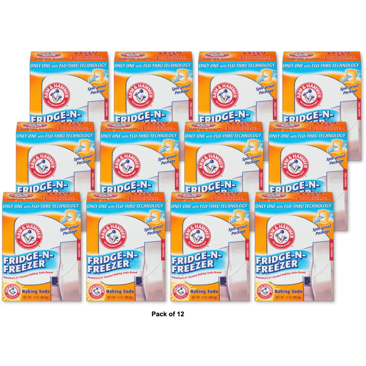 Arm And Hammer Baking Soda Fridge n Freezer Odor Absorber 14Oz (Pack of 12)