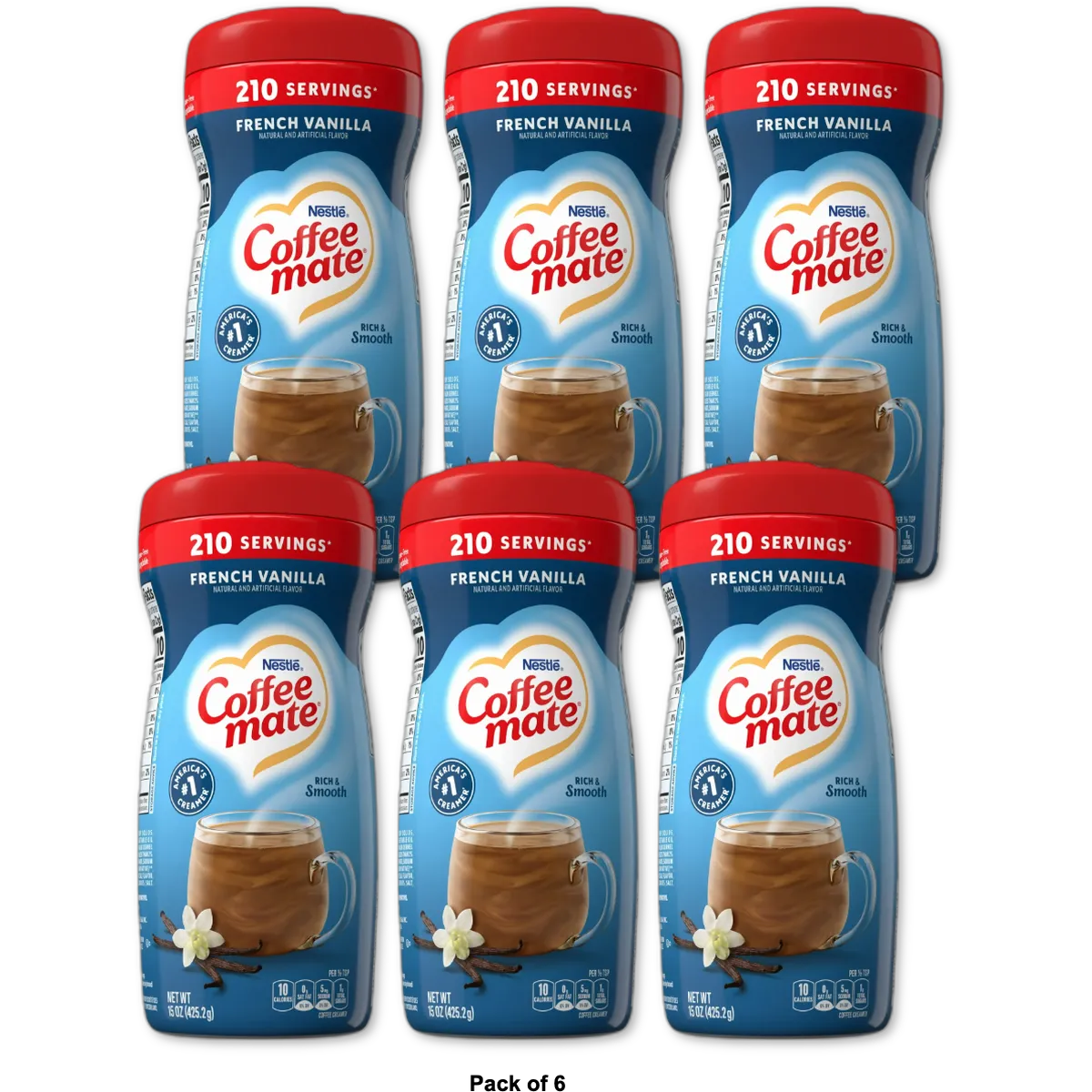 Nestle Coffee-mate French Vanilla Powder Coffee Creamer 15Oz (Pack of 6)