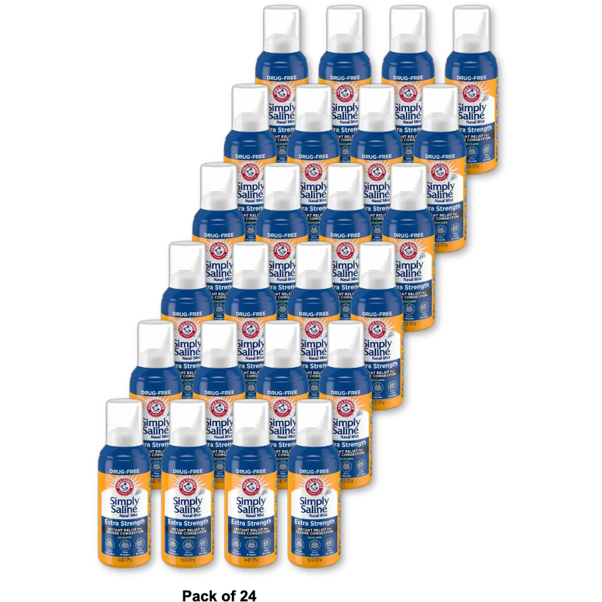 Arm And Hammer Simply Saline Nasal Mist Extra Strength Severe Congestion Drug-Free 4.25Oz (Pack of 24)
