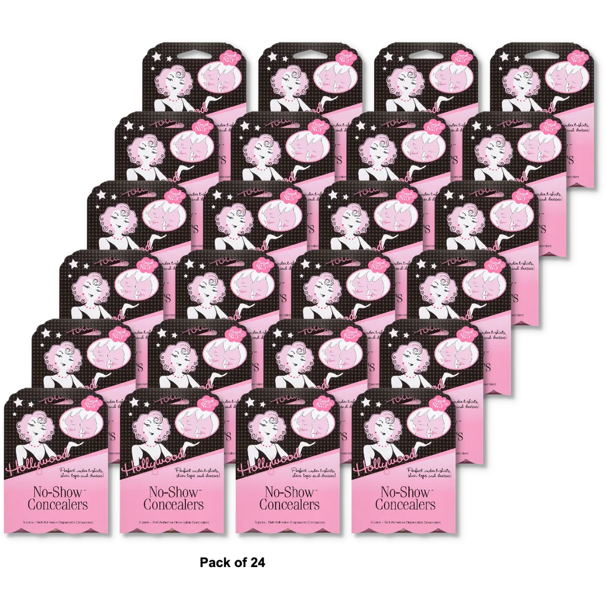 Hollywood Fashion Secrets Tape No Shows Disposable Self Adhesive Nipple Concealers Nude 5 Pairs 0.63Oz (Pack Of 24)