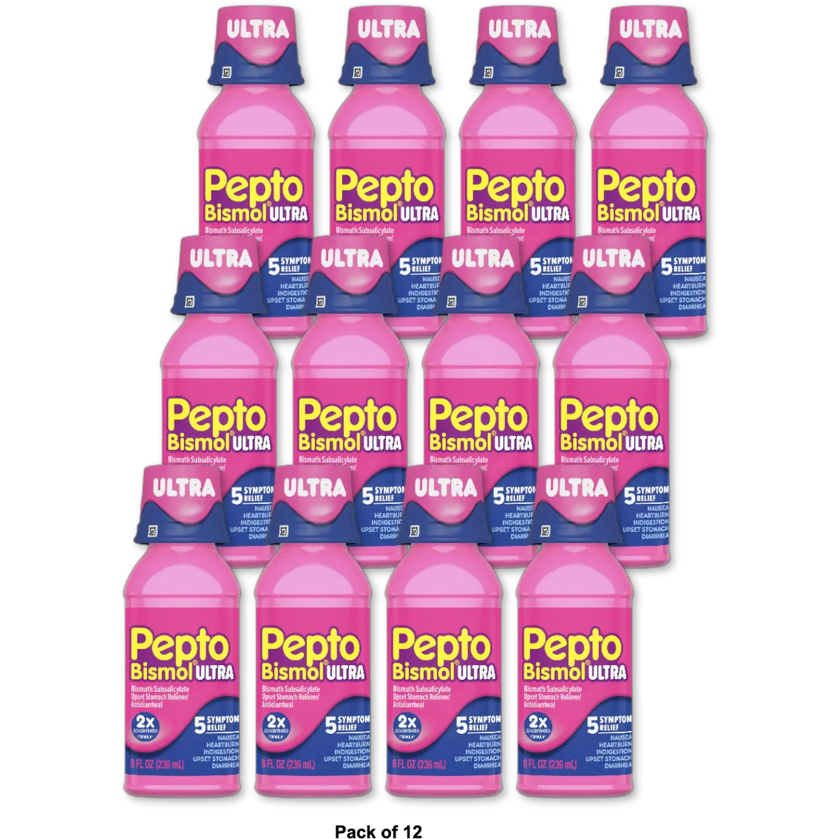 Pepto-Bismol Maximum Strength Liquid Relives Upset Stomach 8Oz (Pack of 12)