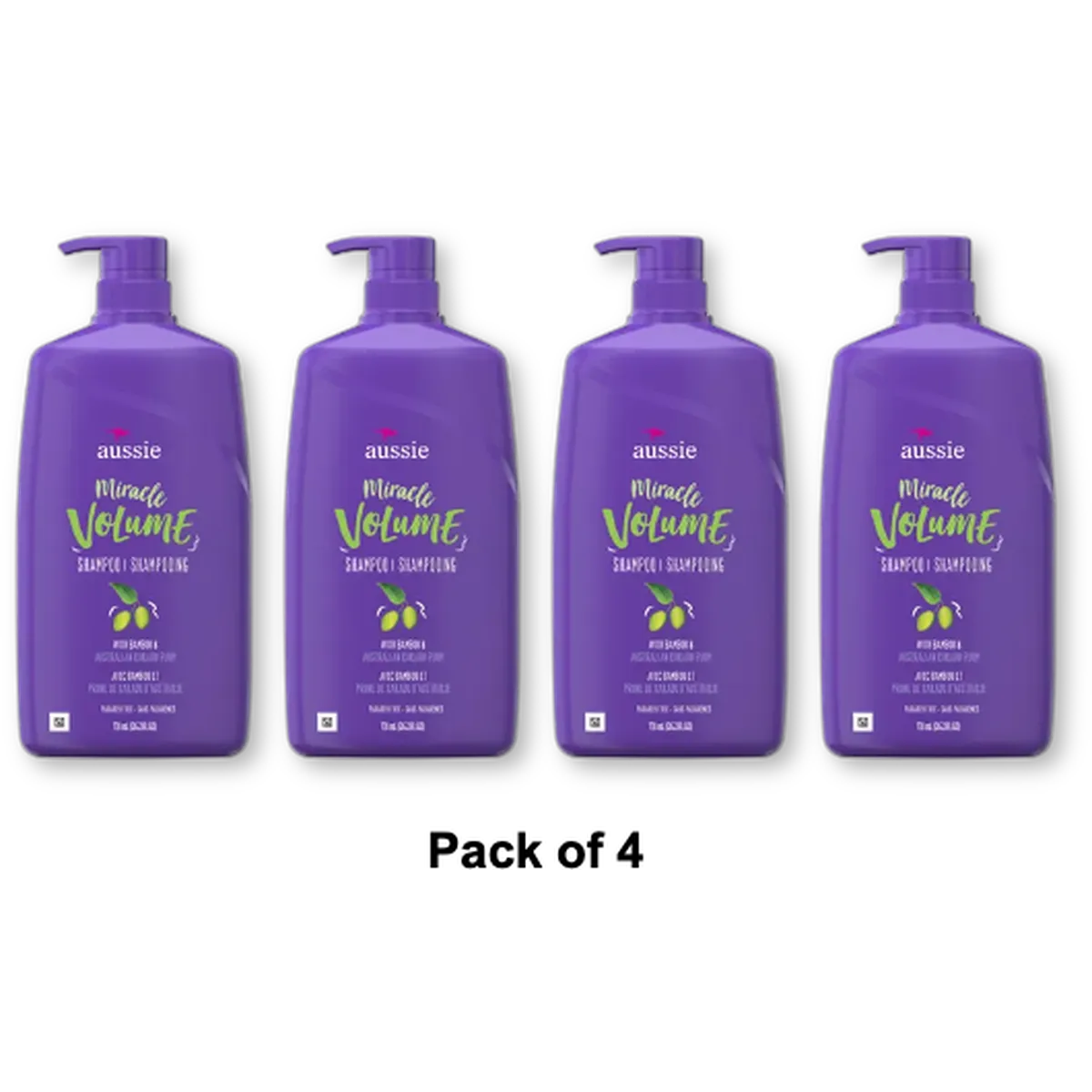 Aussie Miracle Volume Hair Shampoo with Pump 26.2Oz (Pack of 4)