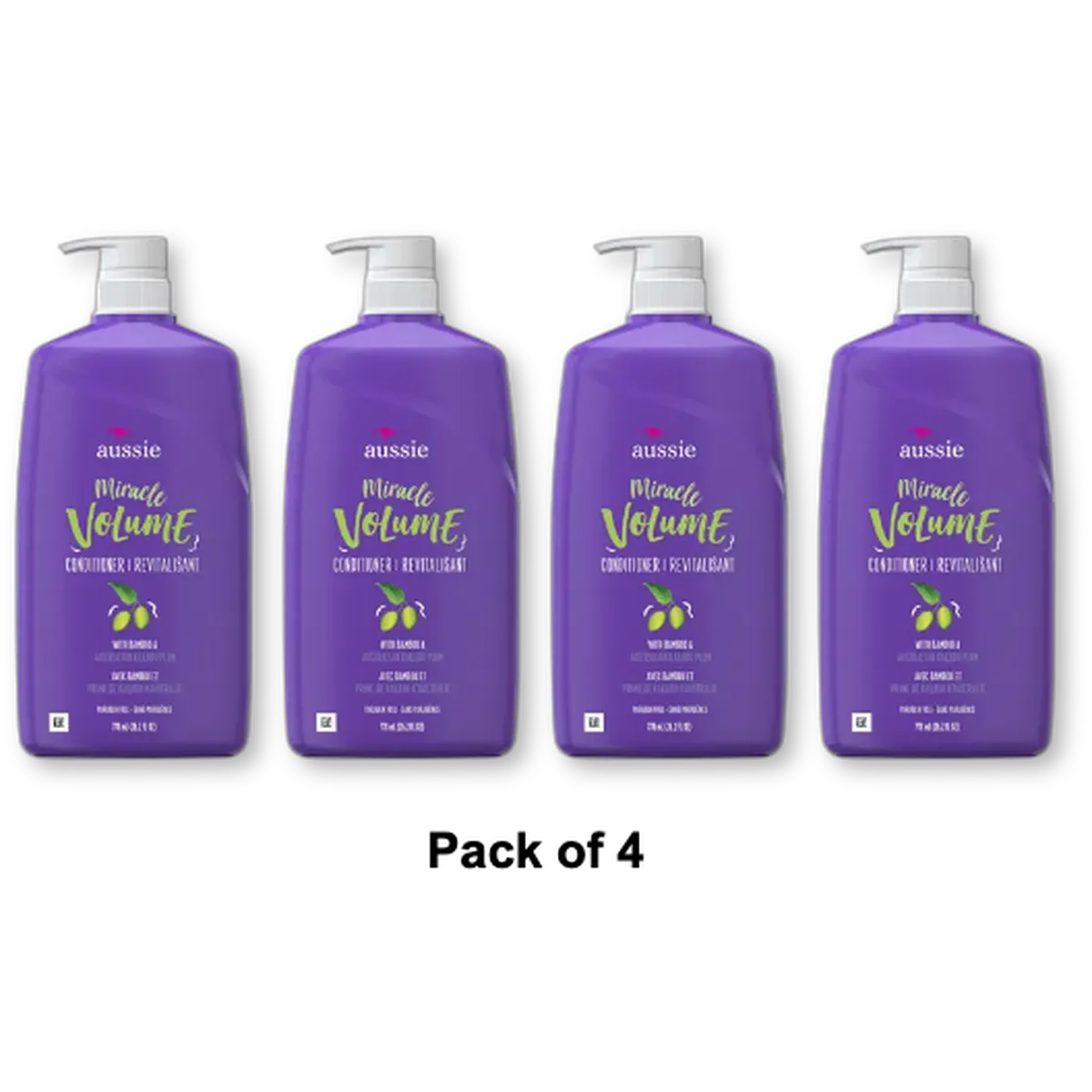 Aussie Miracle Volume Revitalisant Hair Conditioner with Pump 26.2Oz (Pack of 4)