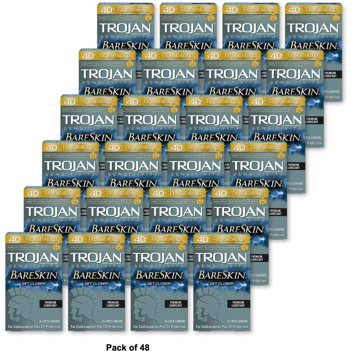 Trojan Sensitivity Bareskin Premium Latex Condoms 1.13oz (Pack of 48)