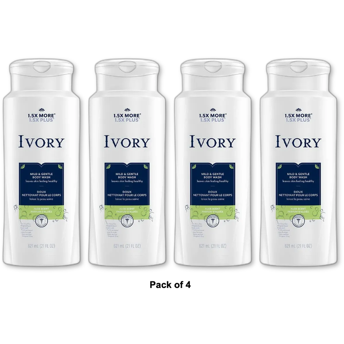 Ivory Scented Body Wash Aloe 21Oz (Pack of 4)