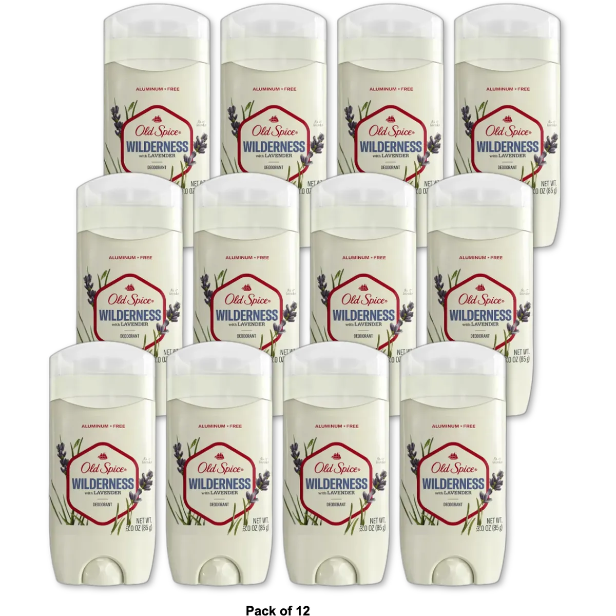 Old Spice Aluminum Free Deodorant Solid Wildnerness with Lavender 3Oz (Pack of 12)
