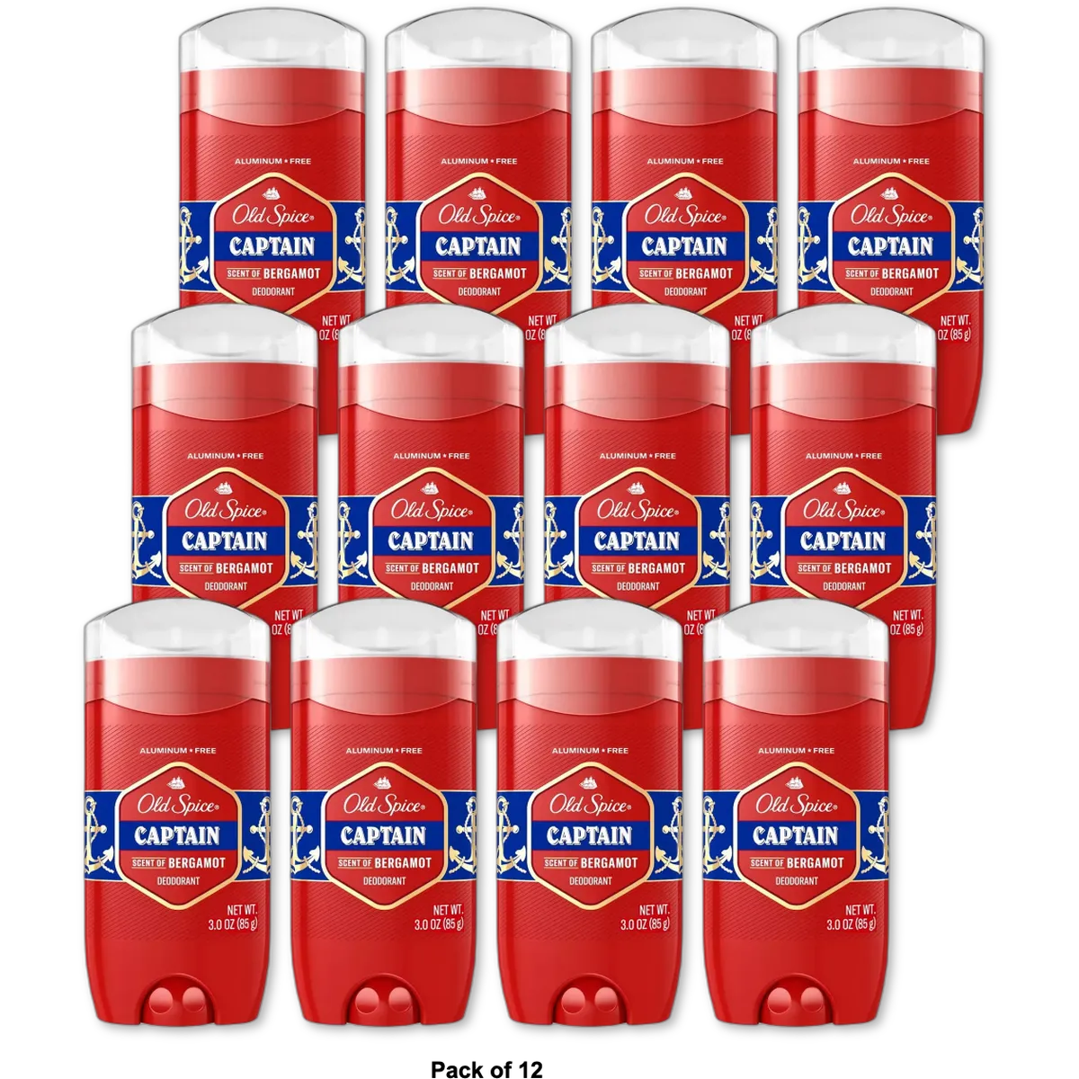 Old Spice Red Collection Captain Scent of Command Deodorant for Men 3Oz (Pack of 12)
