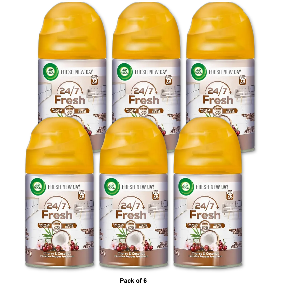 Air Wick Automatic Air Freshener Spray Refill Paradise Retreat Essential Oils 5.89Oz (Pack of 6)