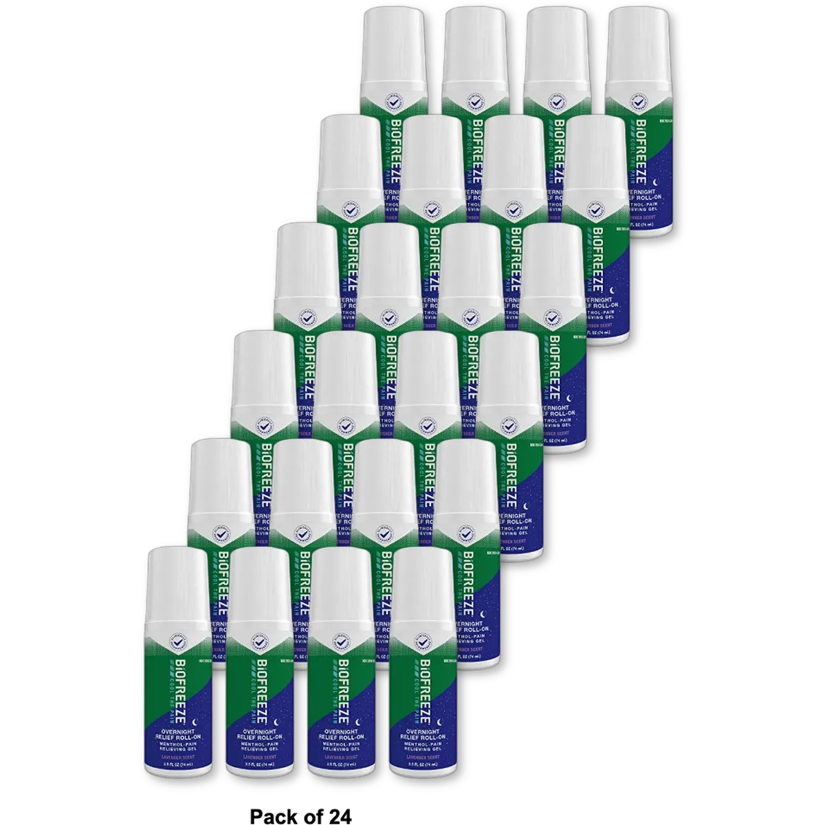 Biofreeze Menthol Overnight Pain Relief Roll-On Back Knee Muscle Joint and Arthritis Pain Relievers 2.5Oz (Pack of 24)