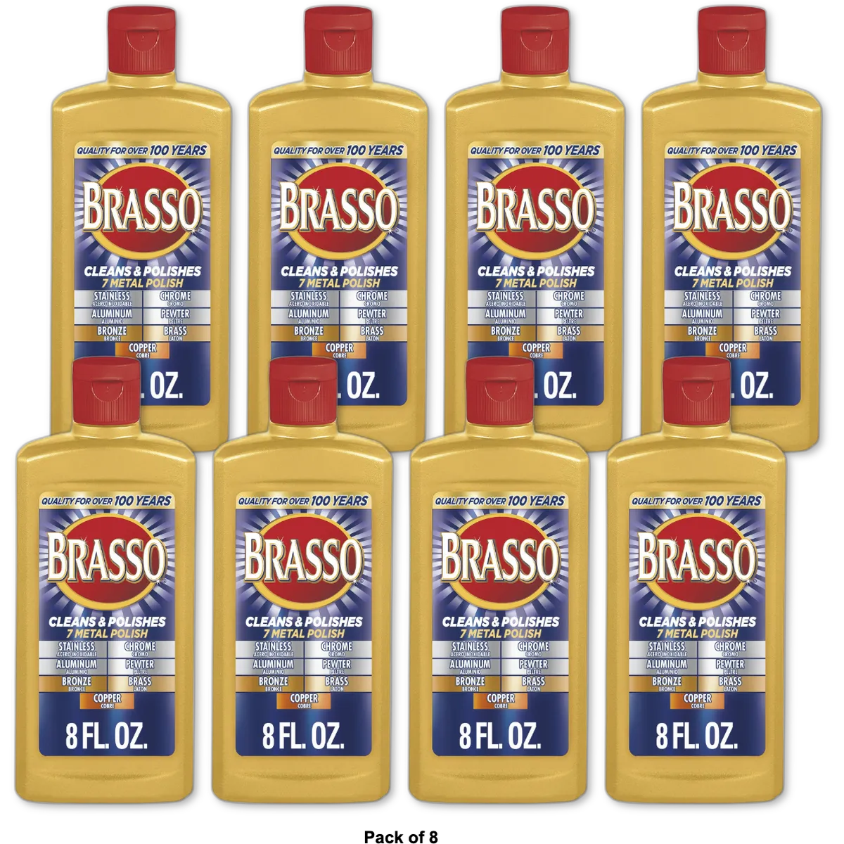 Brasso Multi-Purpose Metal Polish For Long-lasting Brilliant Shine 8Oz (Pack of 8)