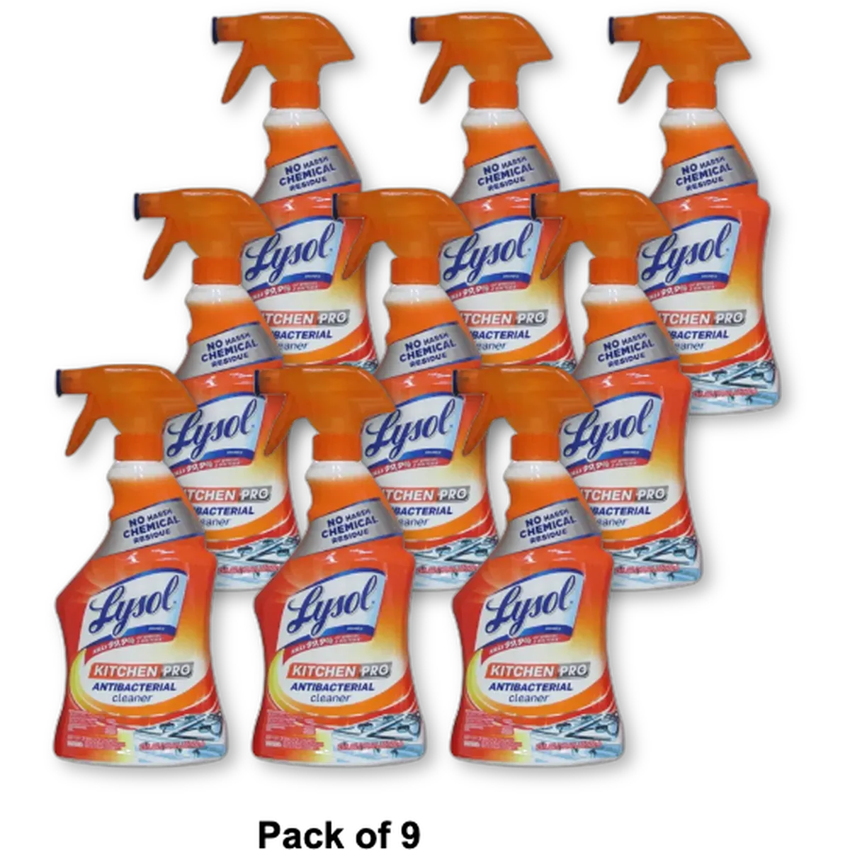 Lysol Antibacterial Kitchen Cleaner Liquid Trigger Spray 22Oz (Pack of 9)