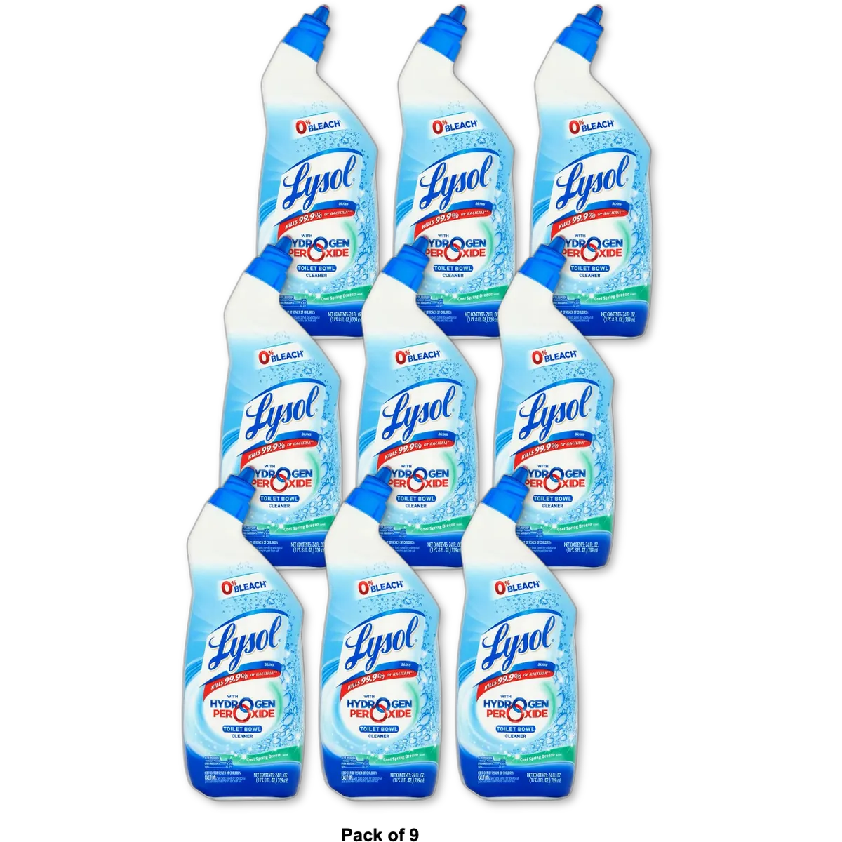 Lysol Bleach Free Hydrogen Peroxide Toilet Bowl Cleaner Fresh 24Oz (Pack of 9)